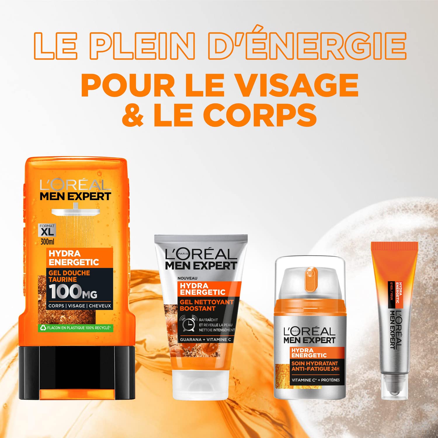 L'Oréal Men Expert - Soin Hydratant Anti-Fatigue 24H pour Homme - Hydrate & Illumine - Concentré en Vitamine C Pure 10% - Usage Quotidien - Hydra Energetic - 50 ml