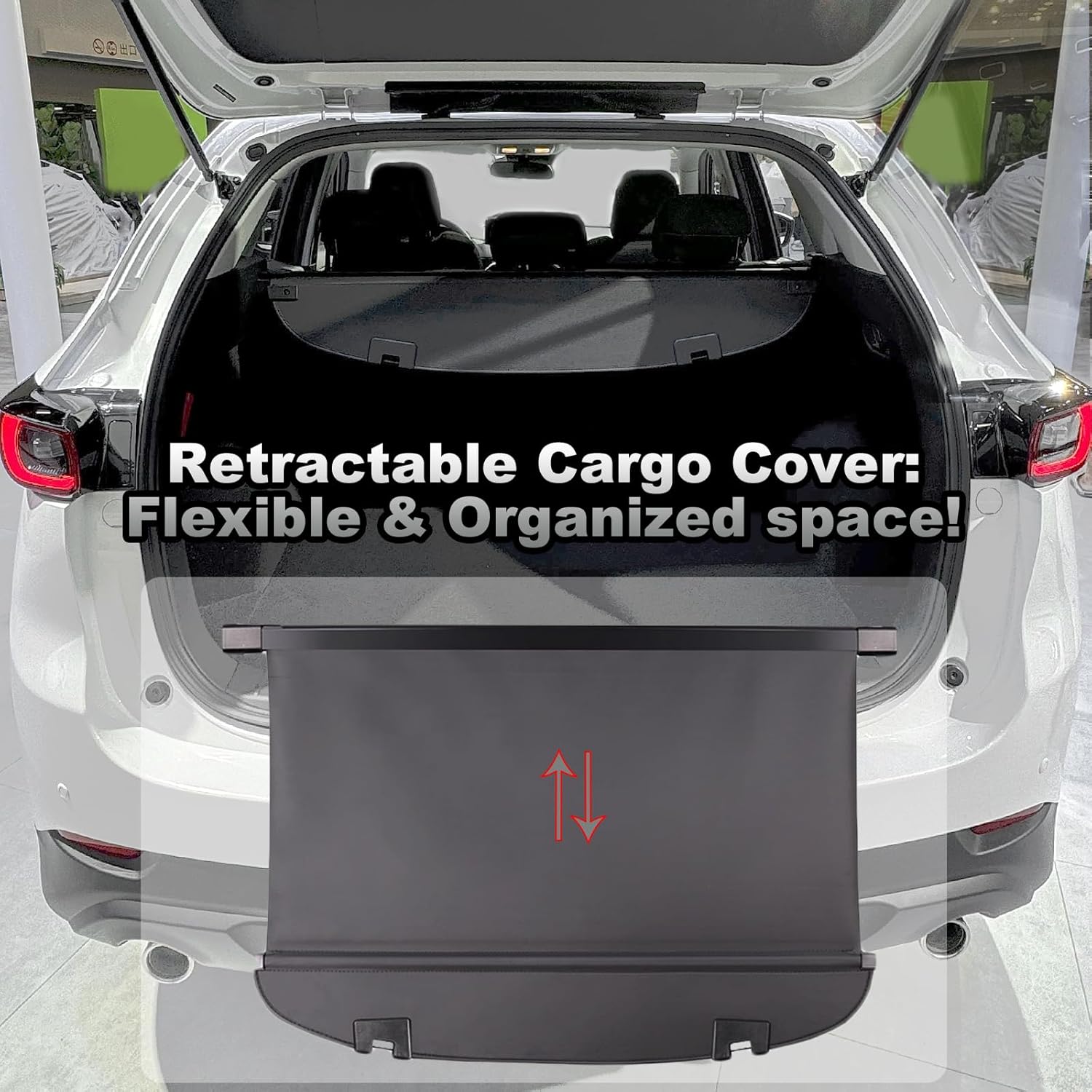 for Mazda CX5 Trunk Cover Cargo Cover Accessories, Leather Retractable Cargo Cover for 2025 Mazda CX-5 Accessories 2024 2023 2017-2022 Anti-Peeping Anti-Theft Privacy Screen Shade