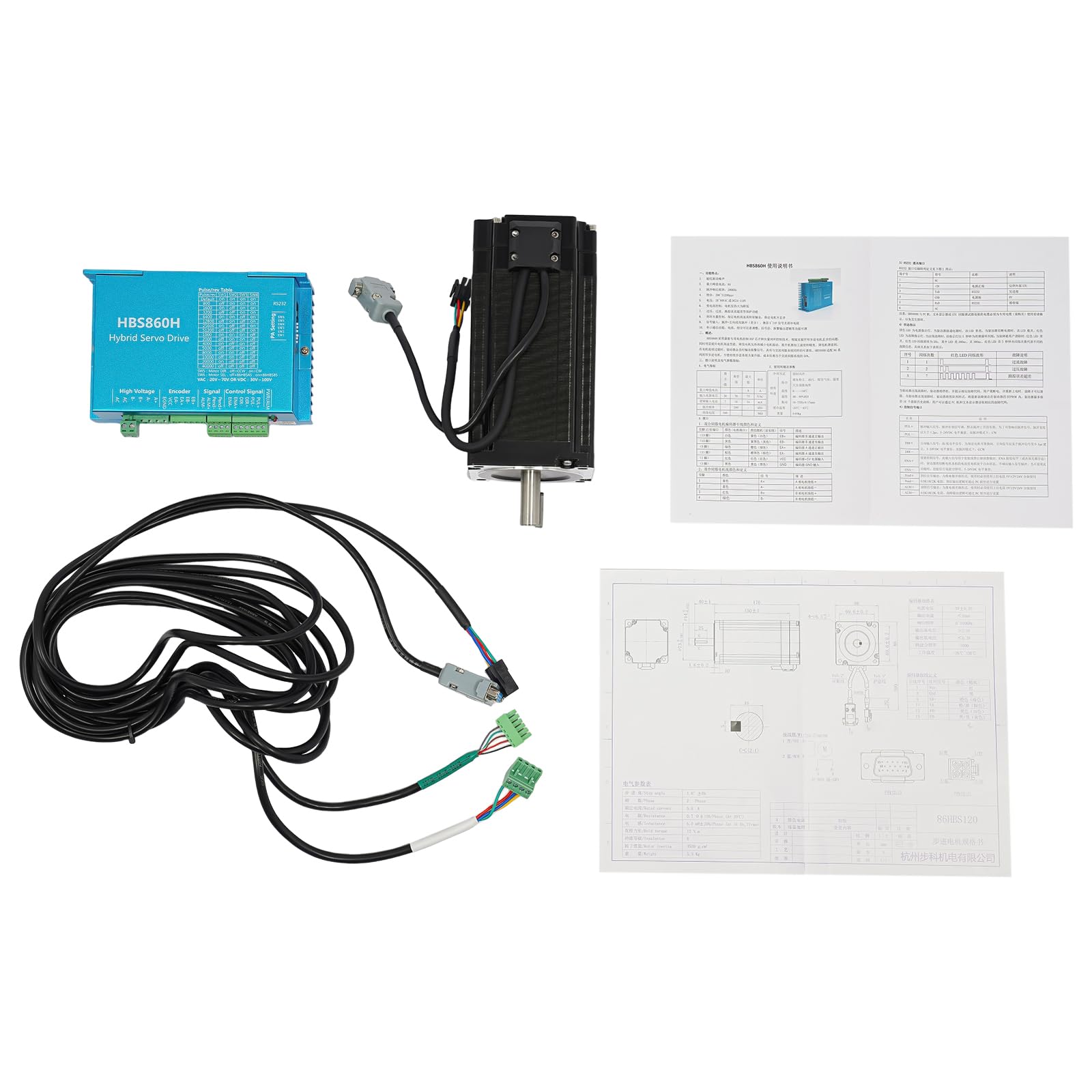 Kit motore passo-passo Nema 12 Motor HBS860H Stepper Motor Driver Closed Loop Stepper Motor Driver con driver e cavo per stampante 3D per macchina per incidere CNC