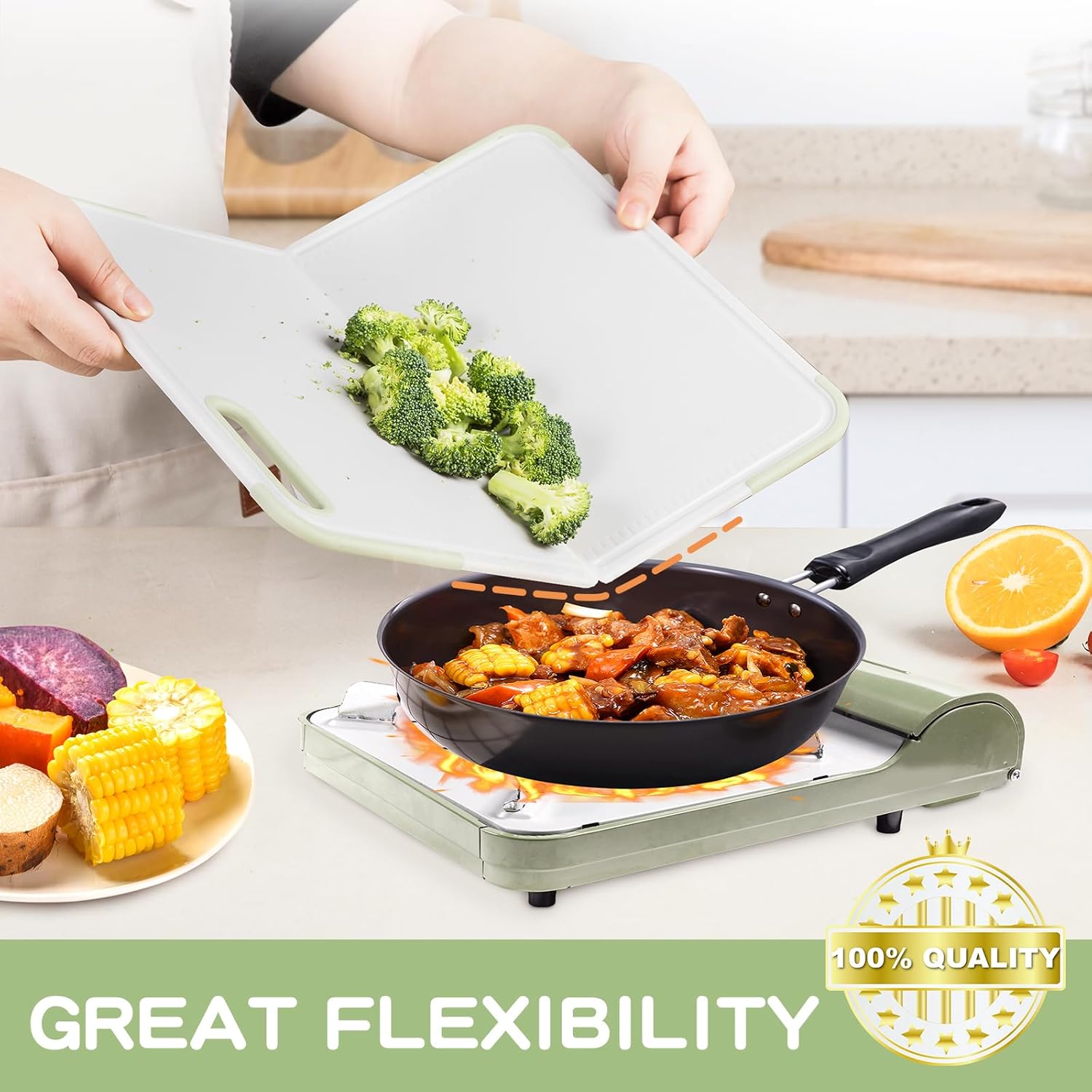Multi-Functional Foldable Cutting Board with Measurement Markings, Non-Slip Surface & Dual-Zone Design – Space-Saving, Dishwasher Safe, Durable Kitchen Essential - Image 5