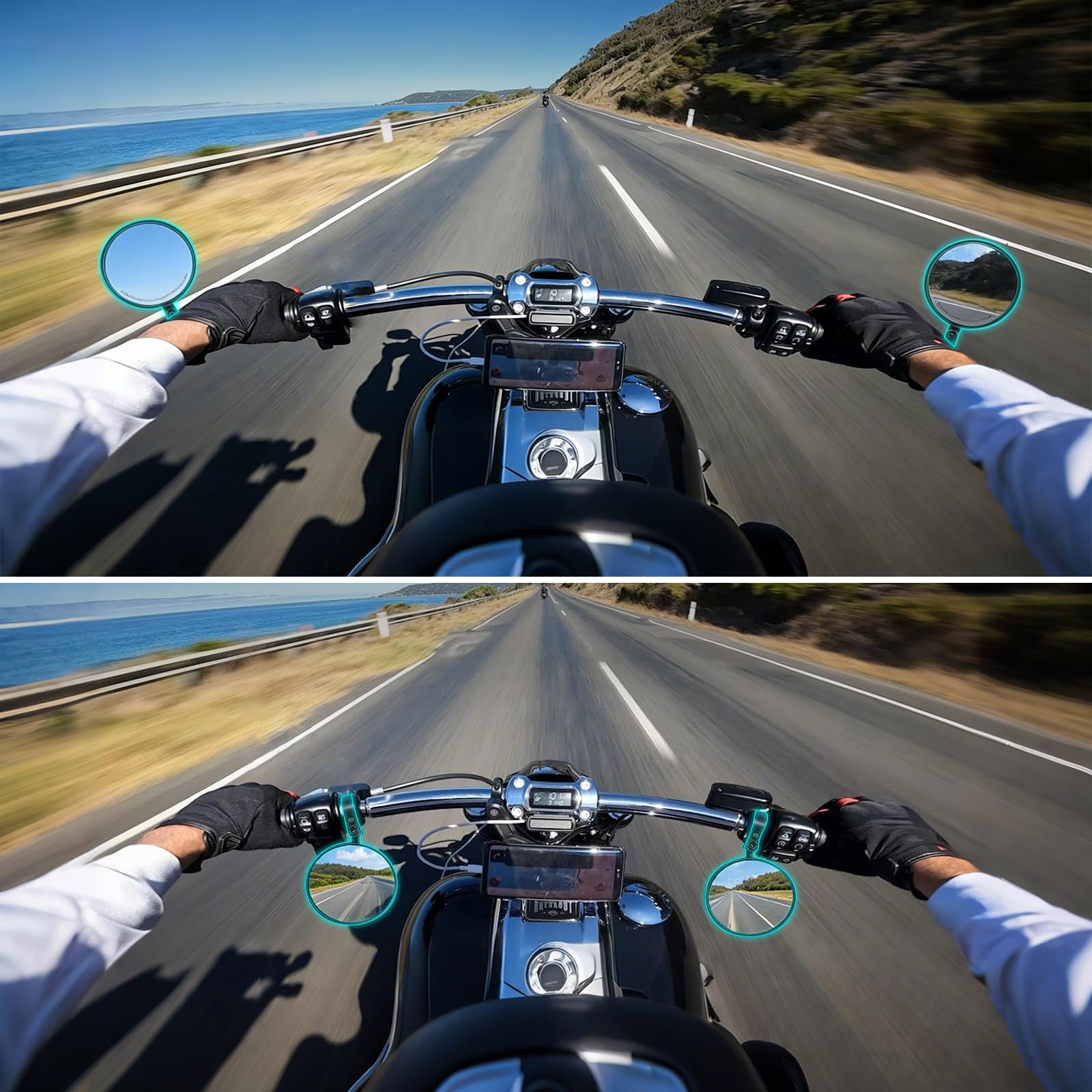 Rétroviseur Moto Lot de 2, CNC Retro Moto avec E-Mark Homologué, Retroviseur Velo Rotatifs à 360°, Retroviseur Embout de Guidon pour Moto, Scooter, ATV, Ebike, Velo