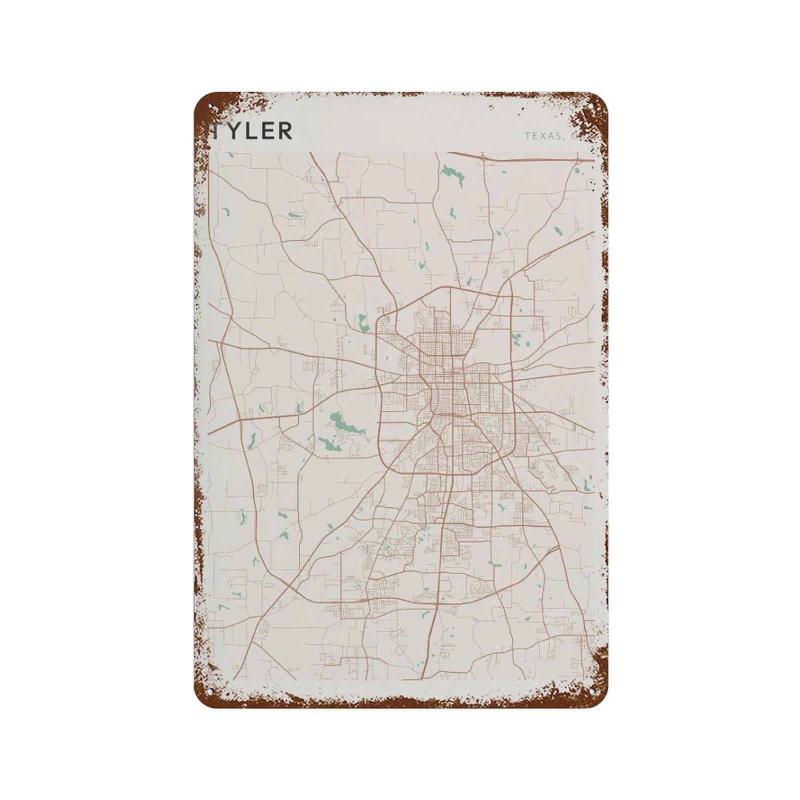 xiaoxiaoshen Tyler Map Texas Travel Gift Minimalist Wall Decor Art Metal Tin Poster Modern Home Decor Art Home Bar Shop Decorations Vintage Sign 30x20cm