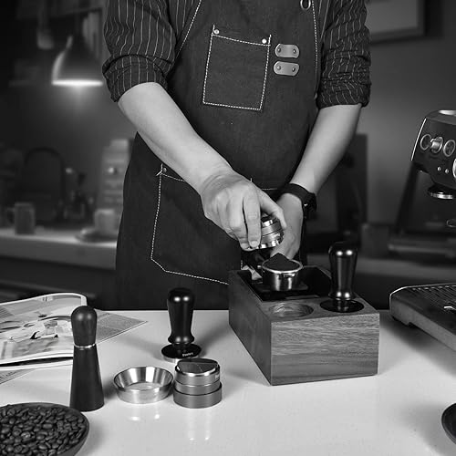 Miniatura 8 de Distribuidor de cuña de espresso de 2.098 in y manipulador de palma, herramienta de distribución de café de doble cabezal Pavant con base en forma