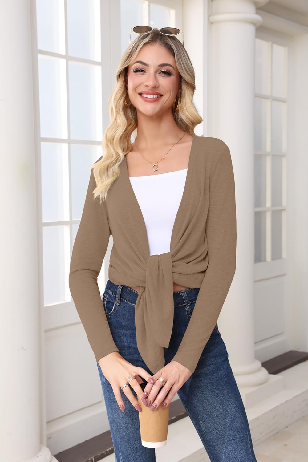 HIYIYEZI Cardigans for Women Casual Long Sleeve Open Front Cardigans with Pockets - Image 7