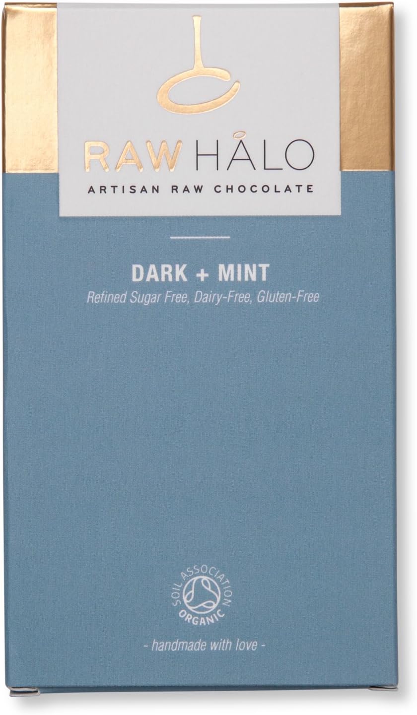 RAW HALO Organic Raw Chocolate Bar Dark + Mint 35g (PACK OF 20)