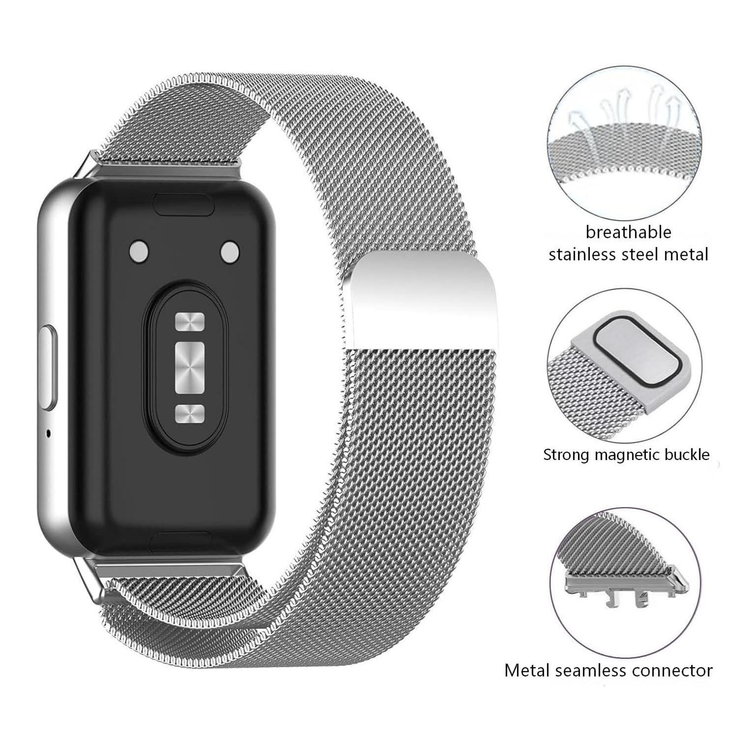 Bransoletka zastępcza, kompatybilna z Samsung Galaxy Fit 3 / SM-R390, zapięcie magnetyczne, regulowana metalowa bransoletka dla kobiet i mężczyzn