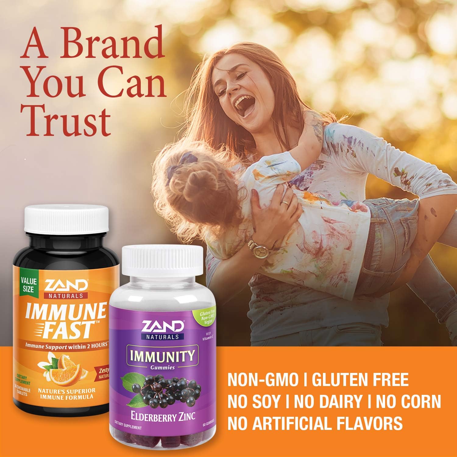 ZAND Immune Health Power Bundle | Immune Fast Zesty Orange Chews 36ct & Elderberry Zinc Immunity Gummies w/VIT. C, 60ct