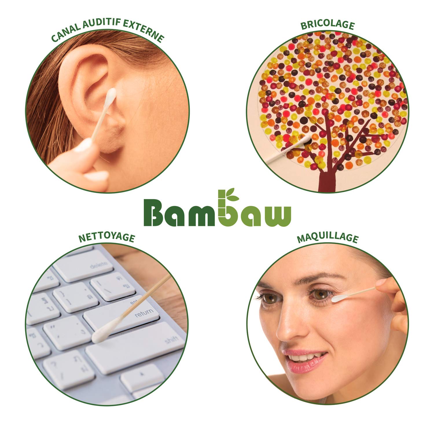 Bambaw 400 bambusowych patyczków higienicznych