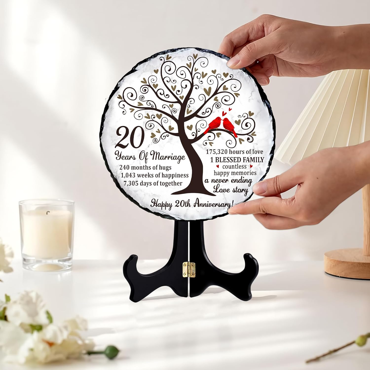 China Anniversary Slate Plate – 20th Anniversary Wedding Gifts for Couples, Husband, Wife or Parents – Elegant Slate Keepsake to Celebrate 20 Years of Marriage - Image 4