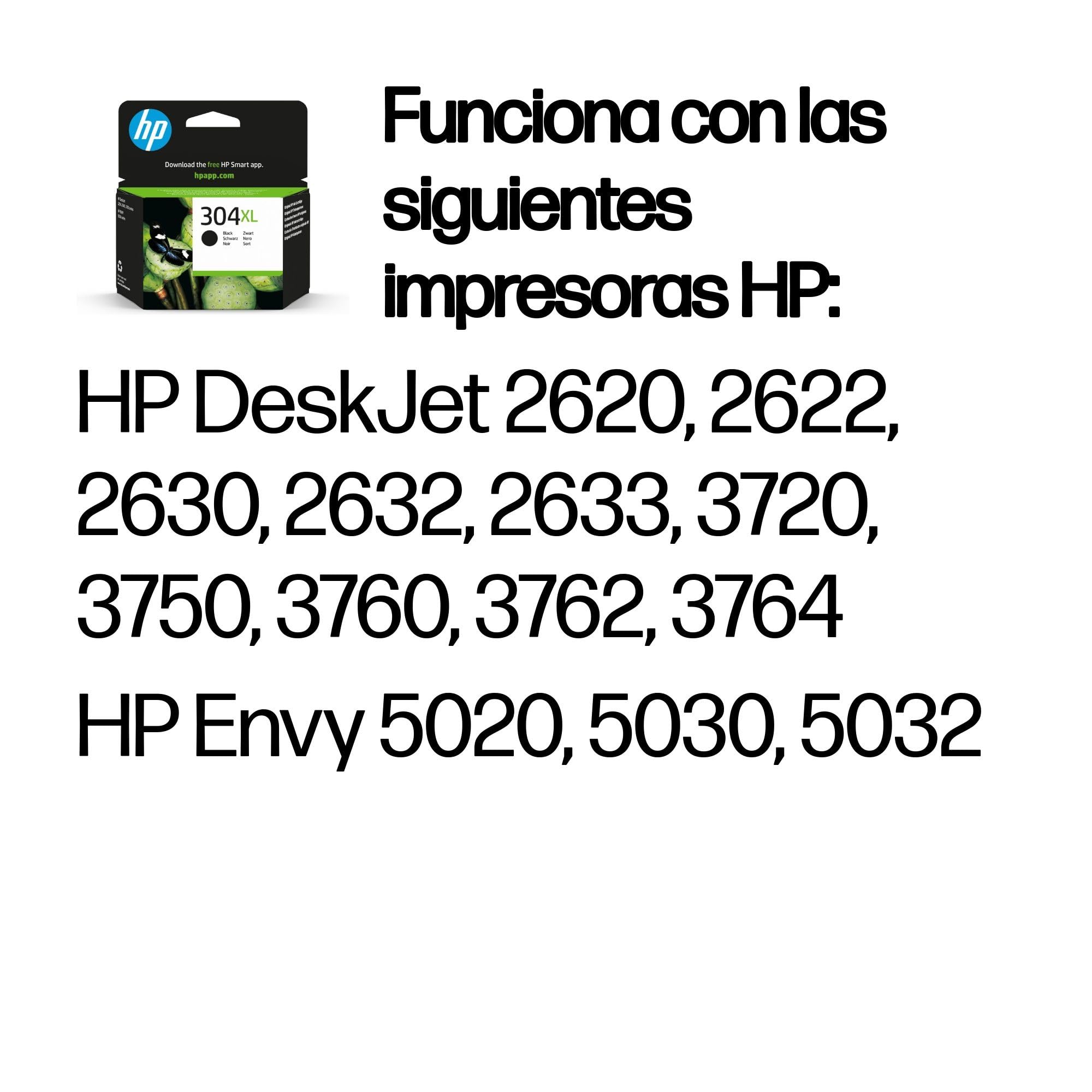 HP 304XL N9K08AE Cartucho de Tinta Original Alta Capacidad Negro para HP DeskJet 2620 2630 3720 3730 3750 3760 Envy 5010 5020 5030