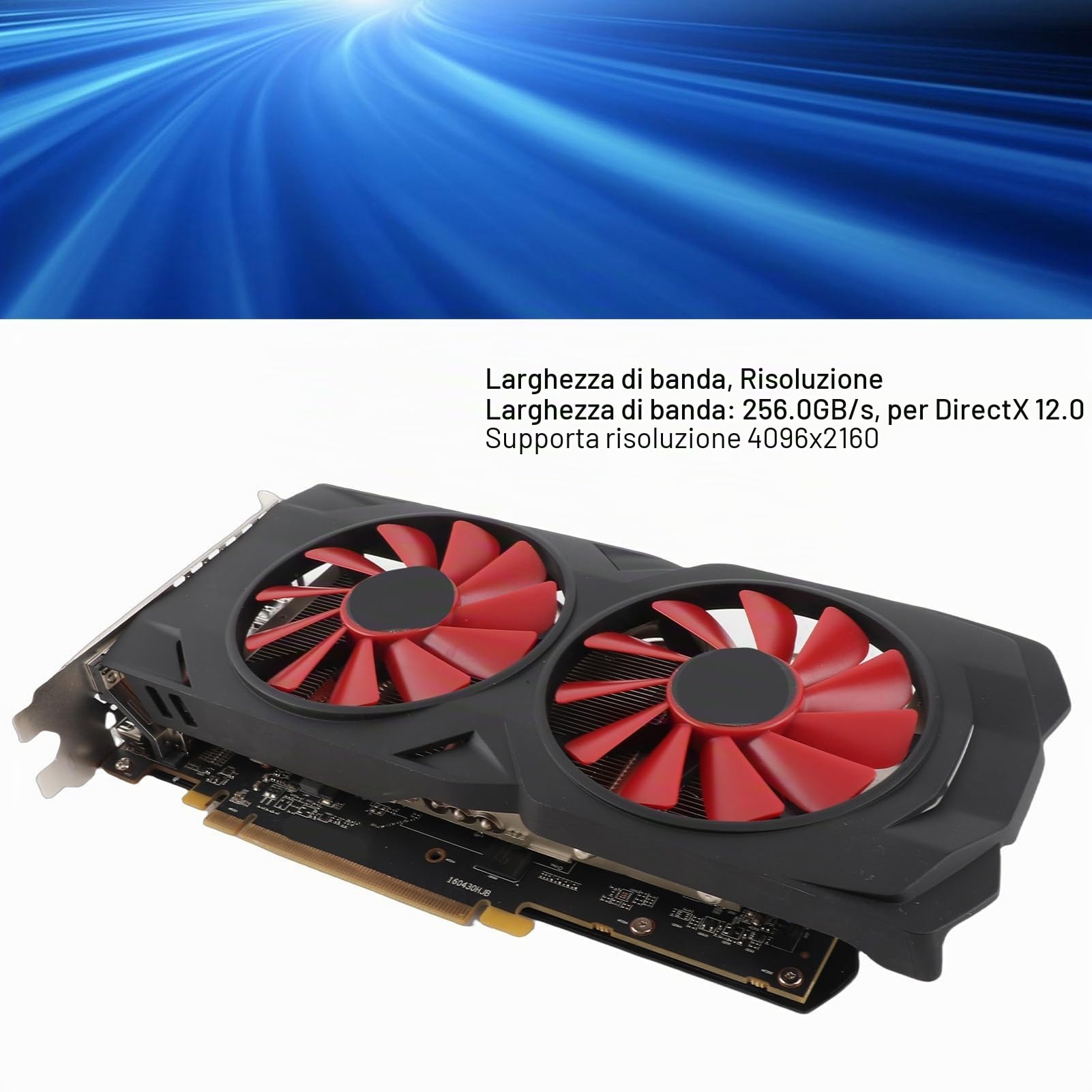 AMD Radeon RX 580 8 GB Scheda Grafica GDDR5 256 bit 2048SP con PCI Express 3.0 X16 3×DisplayPort 1×DVI 1×HDMI, Scheda Video AMD per Computer Desktop