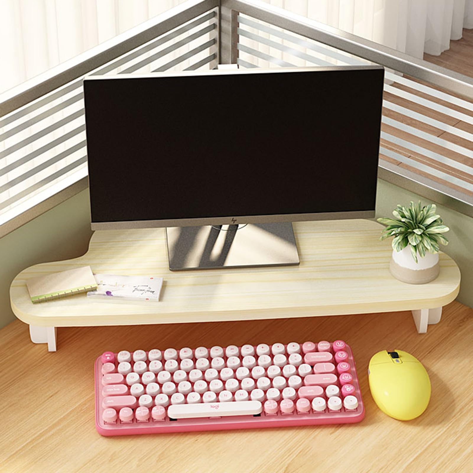 Podstawka pod monitor komputerowy/trójkąt, podstawka narożna pulpitu, drewniana półka do podnoszenia laptopa uniwersalna, ergonomiczny organizer biurowy na biurko