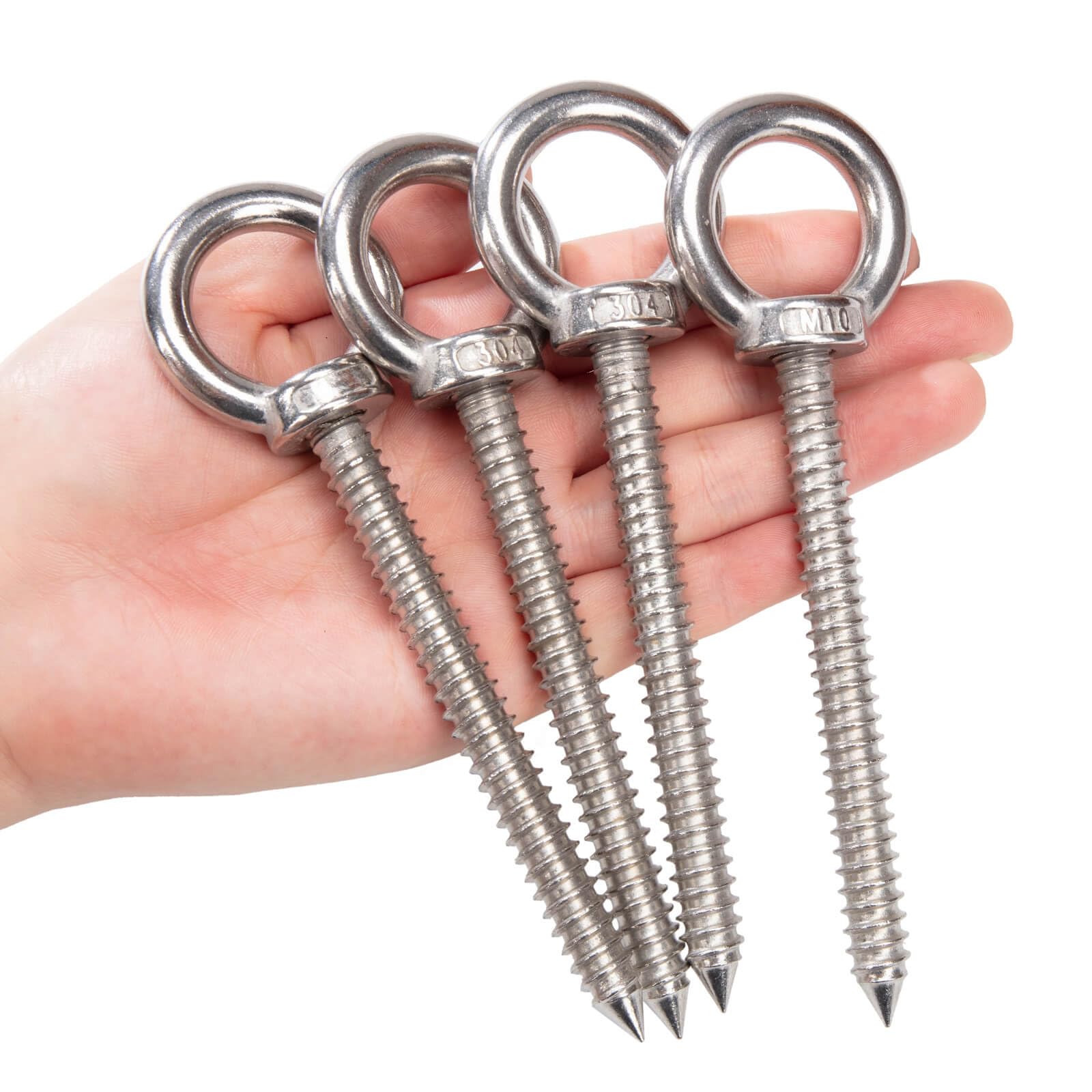 Eye Hooks Screw Heavy Duty M10 Screw in Type Stainless Eyelet Sscrew Load Capacity 700lbs, for Hanging Hammock Stand, Sswing Chair, Yoga, Indoor &