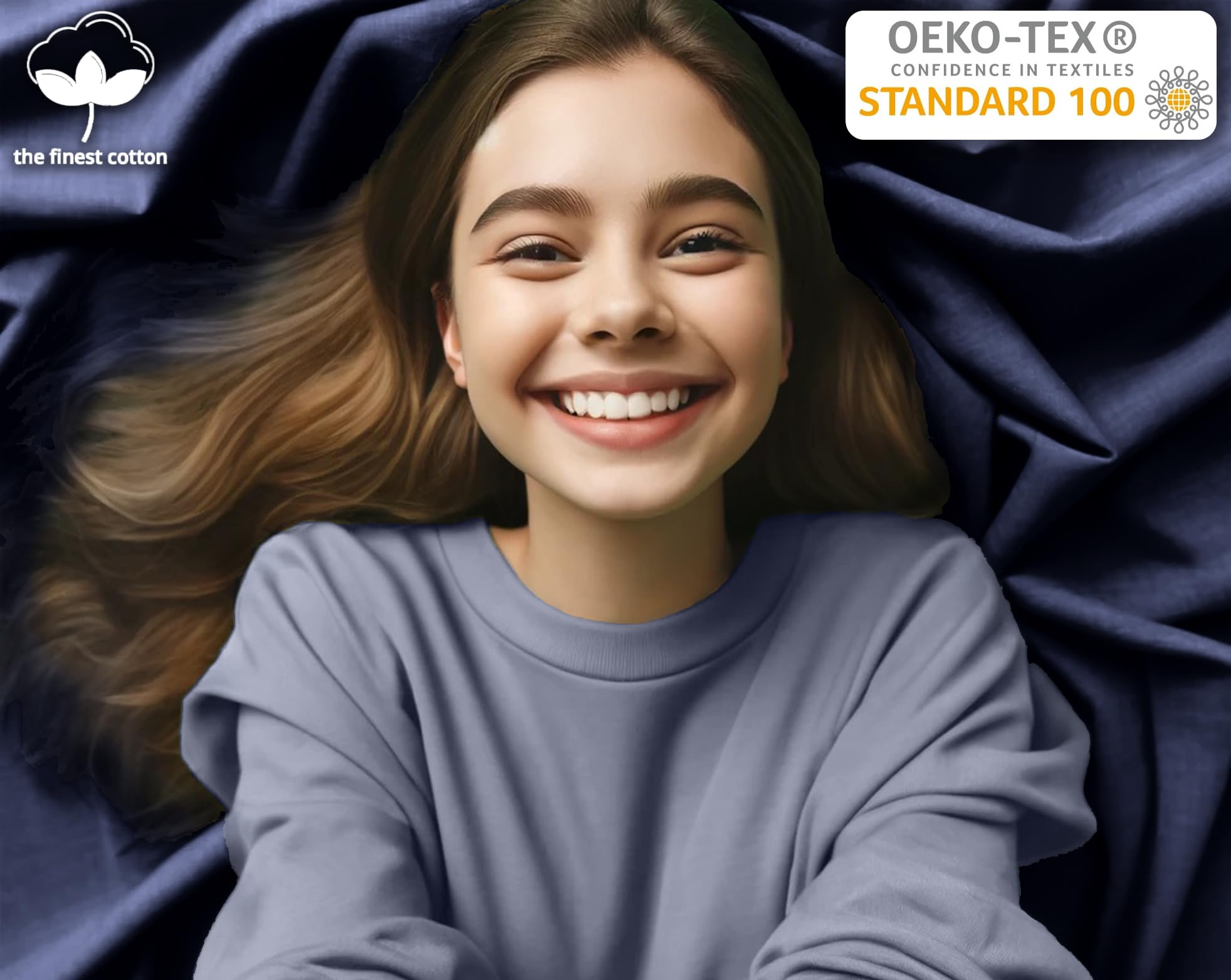 Sesto Senso prześcieradło z gumką 160x200cm ciemnoniebieskie na materac frotte z gumką 100% bawełna