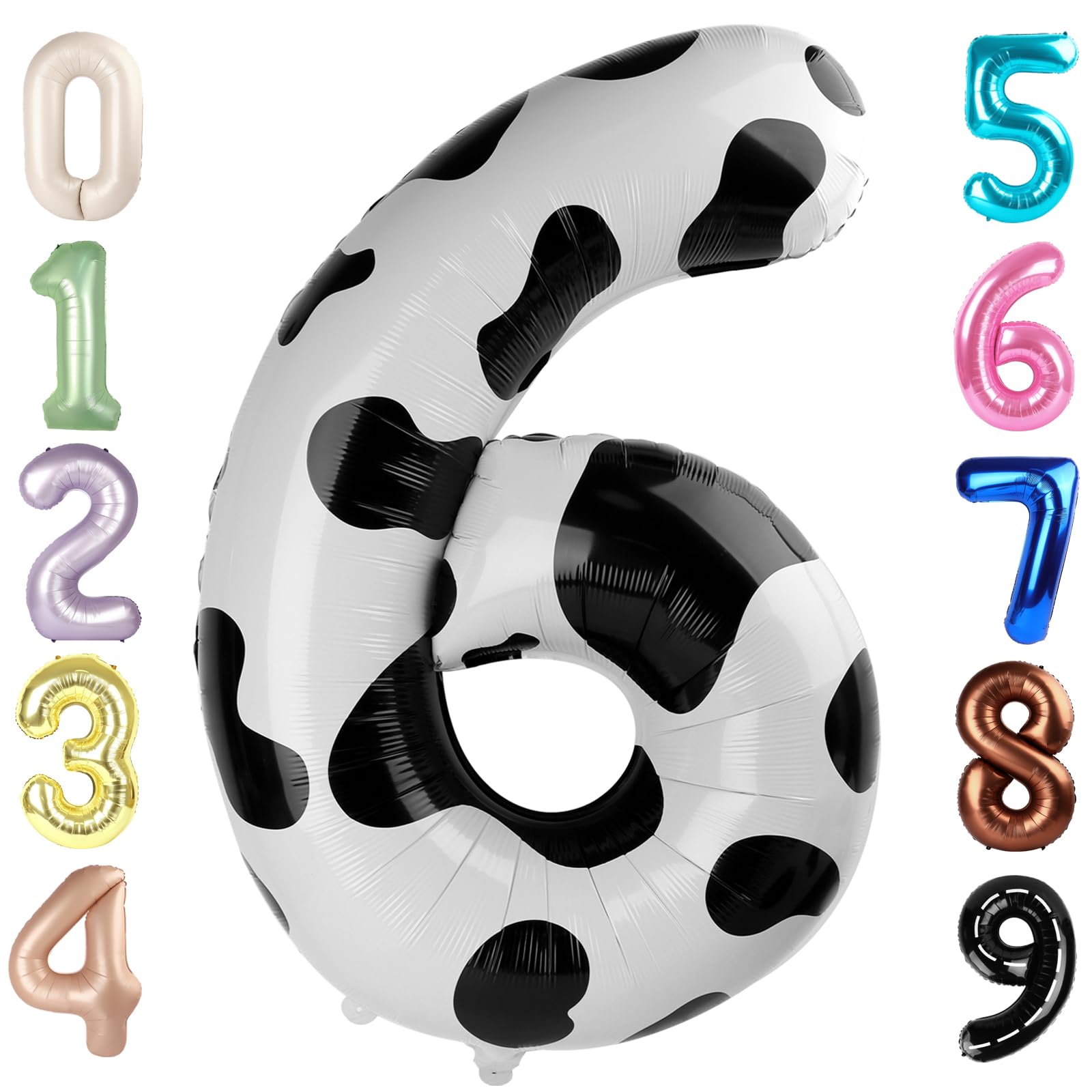 Number 6 Balloon 40 Inch, 6 7 Six Seven Birthday Decorations, 6th Birthday Balloon for Boy Girl, White Black 16 60 61 65 Numbers Balloons Graduations
