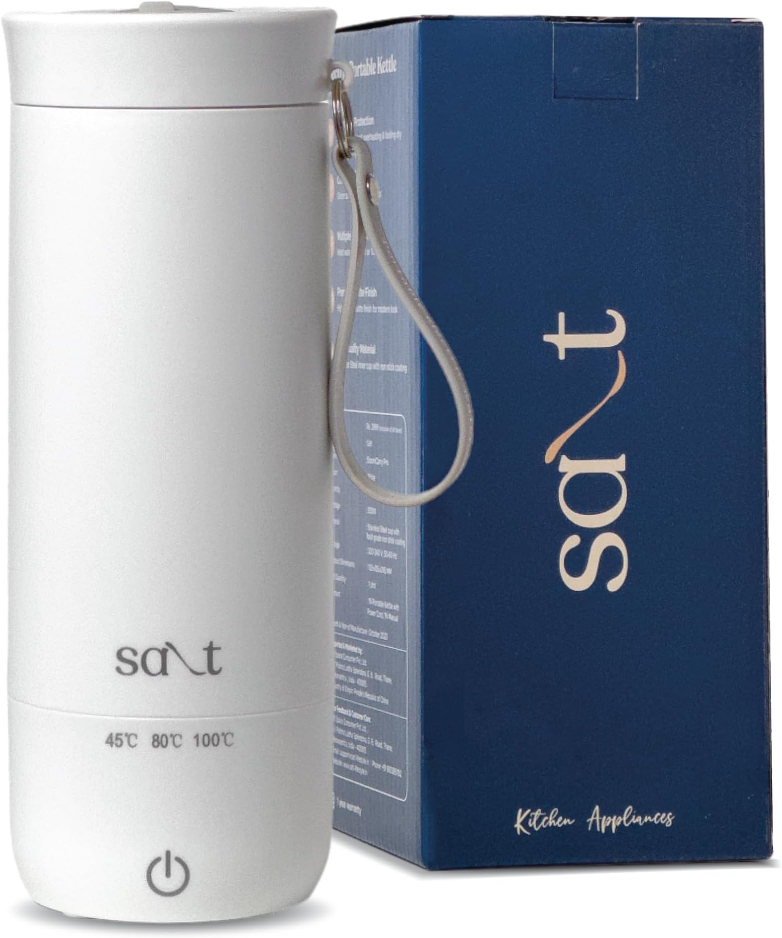 Salt Steamcarry Pro Portable Electric Kettle | 300 Watts with Multiple Heating Modes | Stainless Steel 304 | Auto Shut Off & Boil Dry Protection | Dual Layer Cool Touch Surface, 400ml