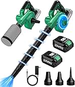 K I M O. Cordless Leaf Blower Vacuum Combo, 3 Nozzles&3 Modes for Inflation & Deflation, 20000RPM 150MPH Variable High Speed, 20Inch Extended Tube, 2 Pack 20V Battery Powered Leaf Blower for Lawn Care