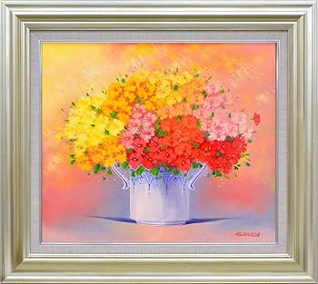 純手描き 油絵 立体 Amazon.co.jp: 手描き油絵 沢田 雅士 小花(背景ピンク) F10 画家