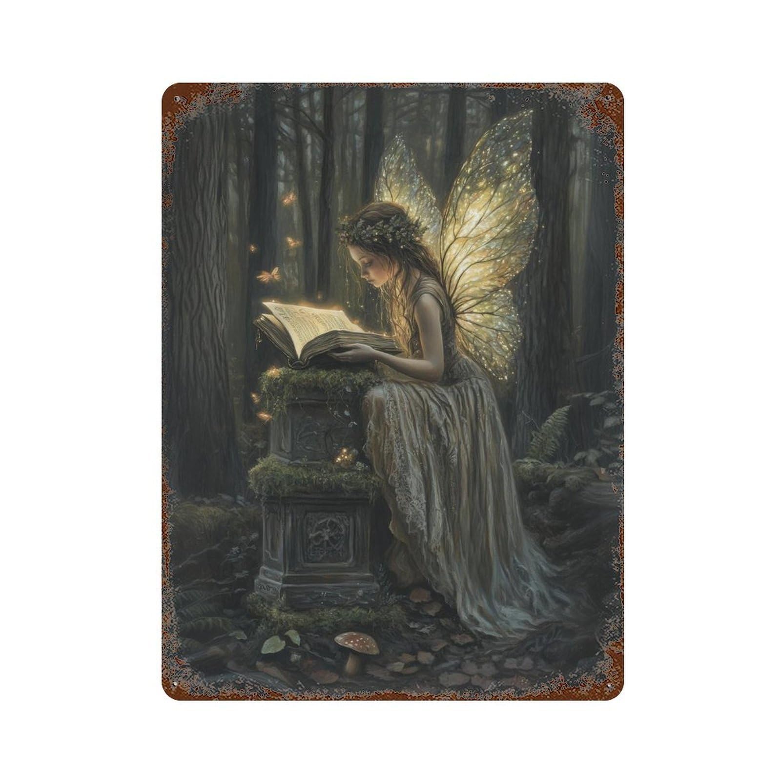 xiaoxiaoshen Forest Fairy Cottagecore Decor Whimsical Woodland Vintage Nature Wall Decor Art Metal Tin Poster Modern Home Decor Art Home Bar Shop Decorations Vintage Sign 40x30cm