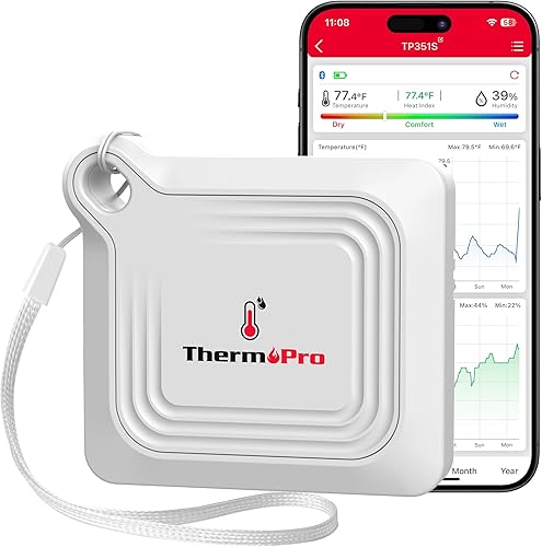 ThermoPro Termómetro higrómetro Bluetooth, sensor de temperatura de rango de 260 pies, termómetro de invernadero, control remoto de aplicación de