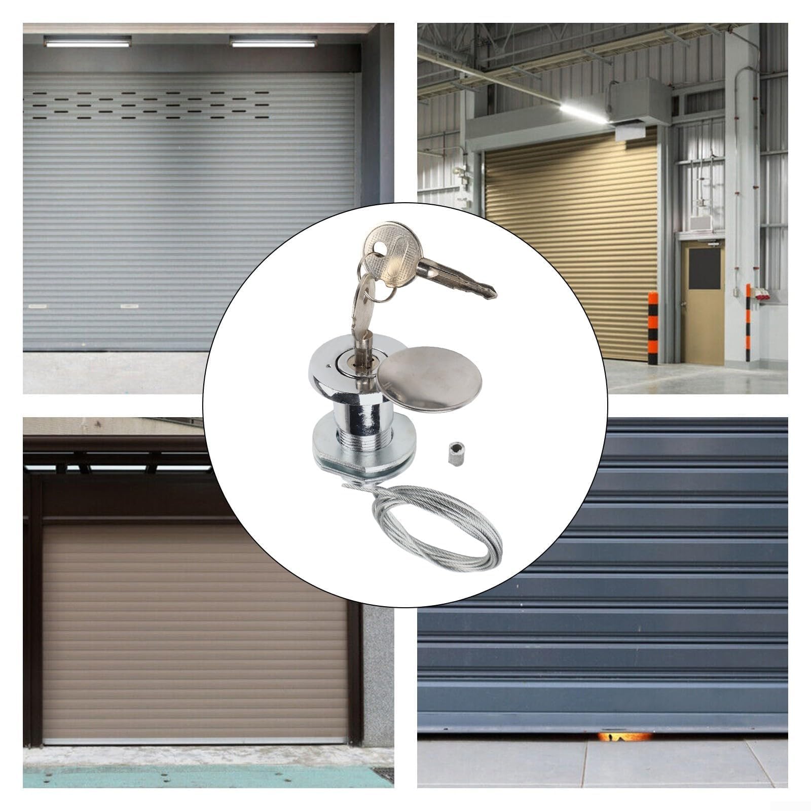 Kit di blocco per porta del garage con chiave, meccanismo a sgancio rapido per sostituzione manuale, compatibilità, struttura in filo di acciaio