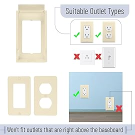 Bates - Baby Safety Outlet Cover Box, Light Almond, Outlet Covers Baby Proofing, Plug Covers for Electrical Outlets