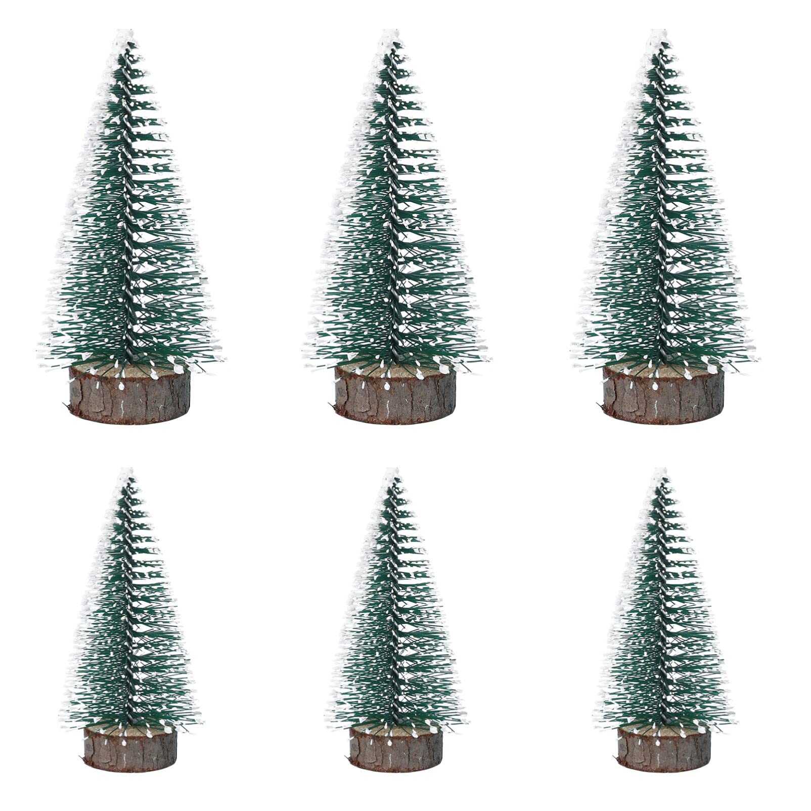 STOBOK Mini Artificial Christmas Tree Frosted Christmas Tree Desktop White Cedar - 6pcs