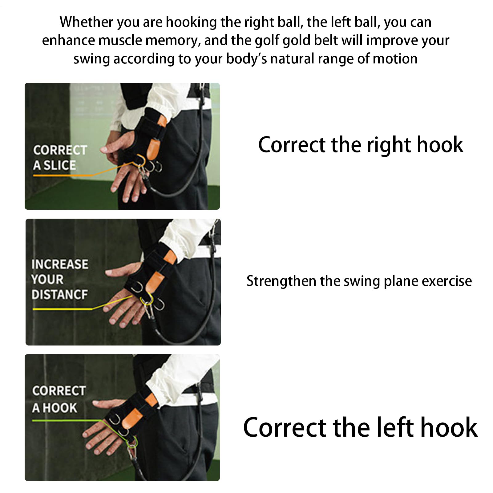 Ayuda de entrenamiento de swing de golf, agarre de entrenador para corregir la práctica de swing de golf | Ayuda de entrenamiento para corrección de postura guía de práctica para golfistas
