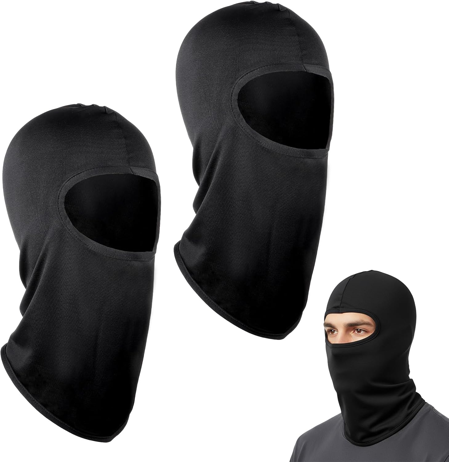 3 Pieces Winter Full Face Mask Motorcycle Face Masks, Balaclava Black Ski Mask for Men Women, UV Protector Scarf Windproof Weather Summer Cooling Neck Gaiter