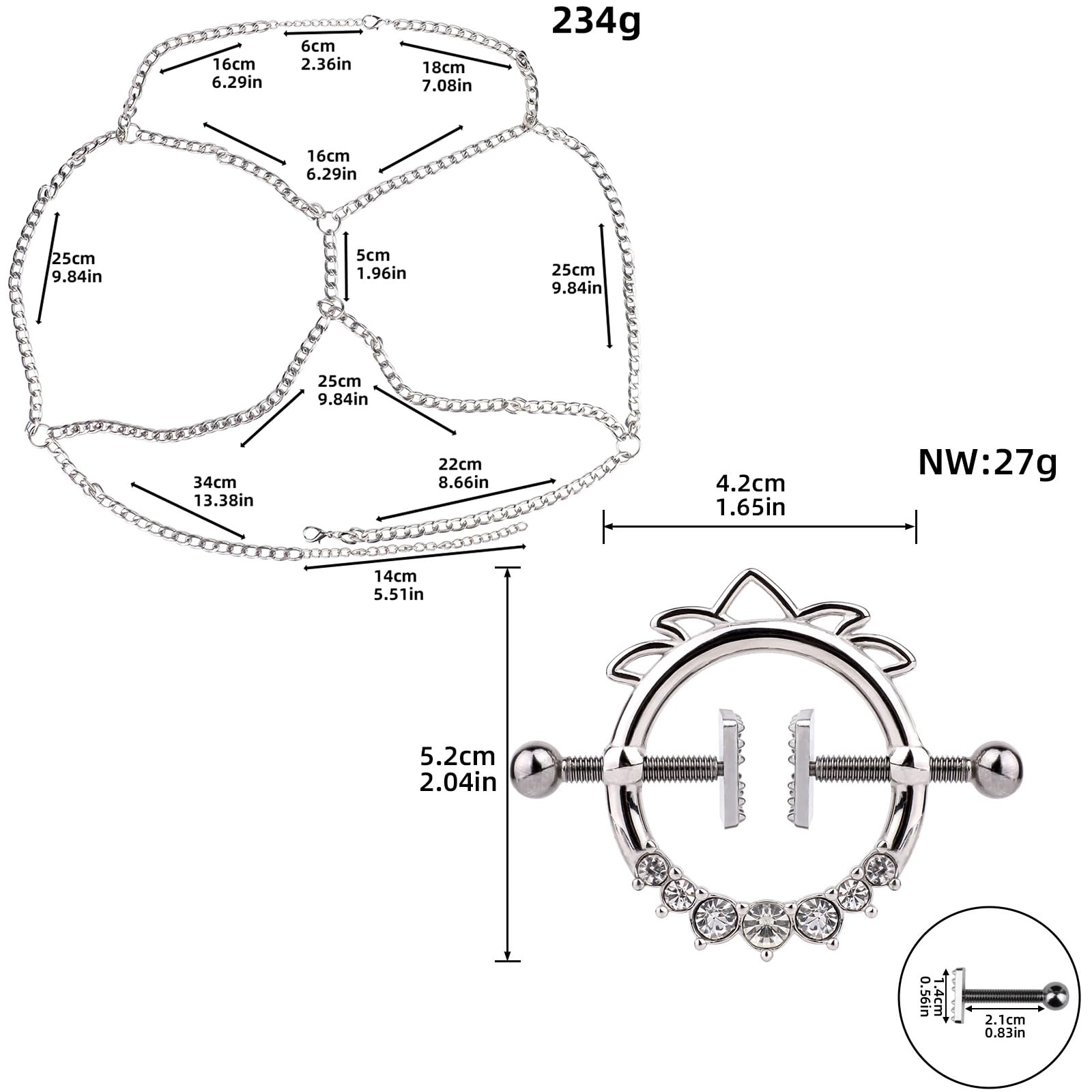 Edelstahl Einstellbare Brustwarzenklemmen mit Kette – BDSM Fetisch Nippelkette für Frauen und Männer – Sinnliche Nipple Clamps für Paare und Bondage-Sets