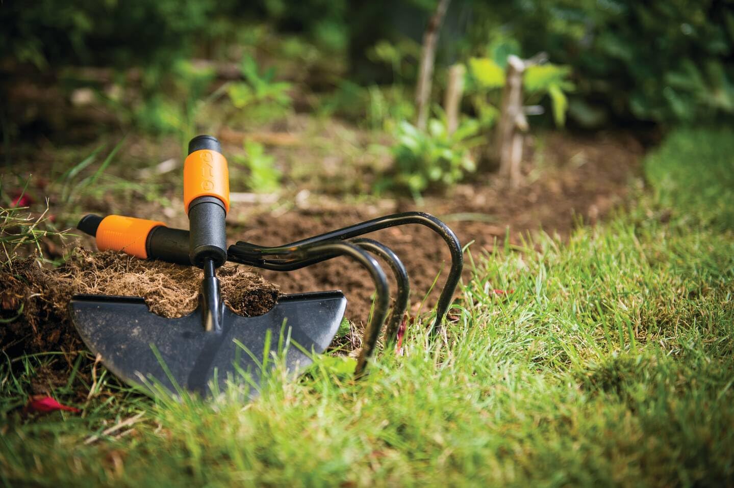 Fiskars Rasenkantenstecher, Werkzeugkopf, Breite: 35 cm, Borstahl, Schwarz/Orange, QuikFit, 1000690