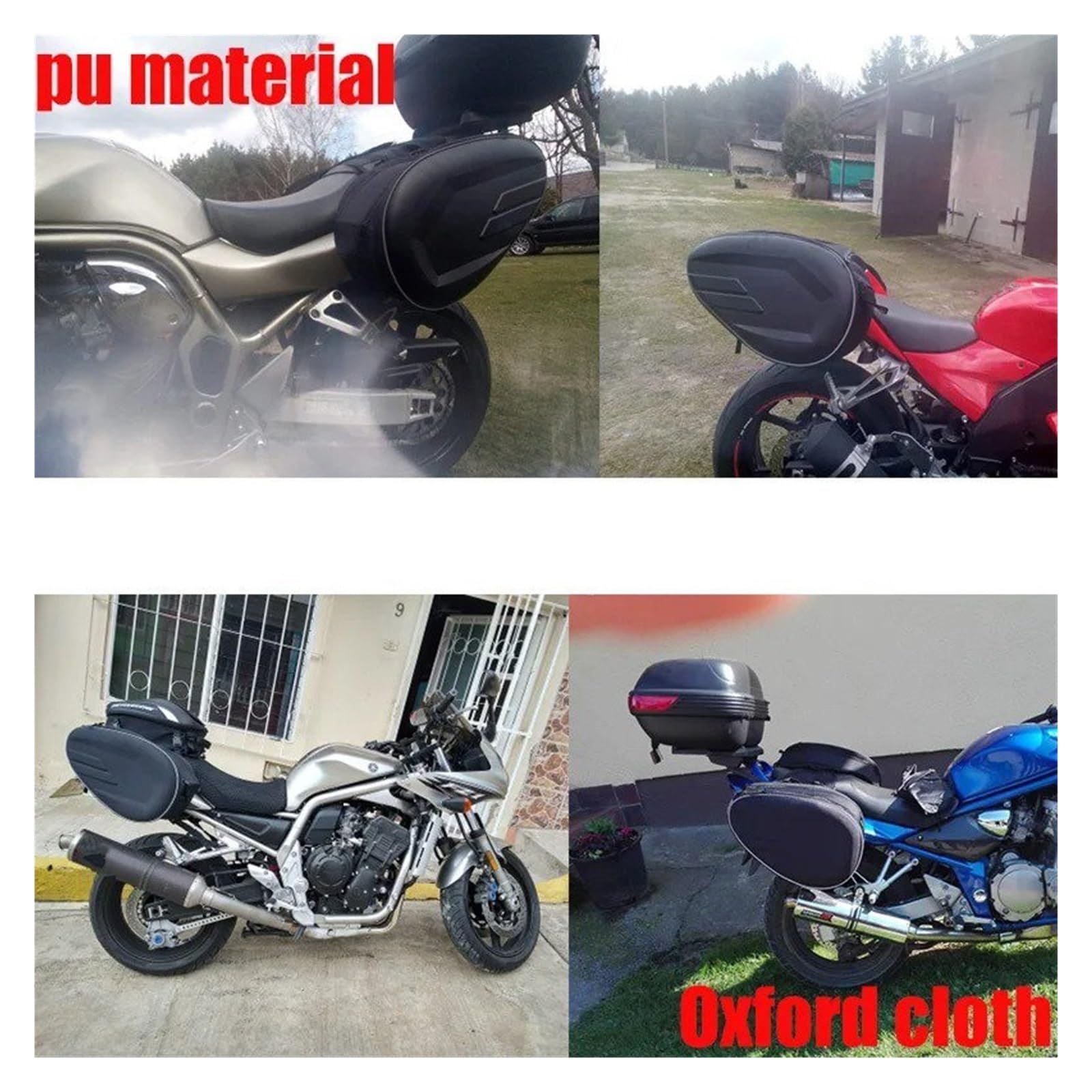 Borsa Moto Borsa Da Sella Impermeabile Per Moto/Borse Viaggio Per Equitazione Casco Laterale + Copertura Antipioggia 1 Paio Selle Moto Bagagli(Oxford and plastic)