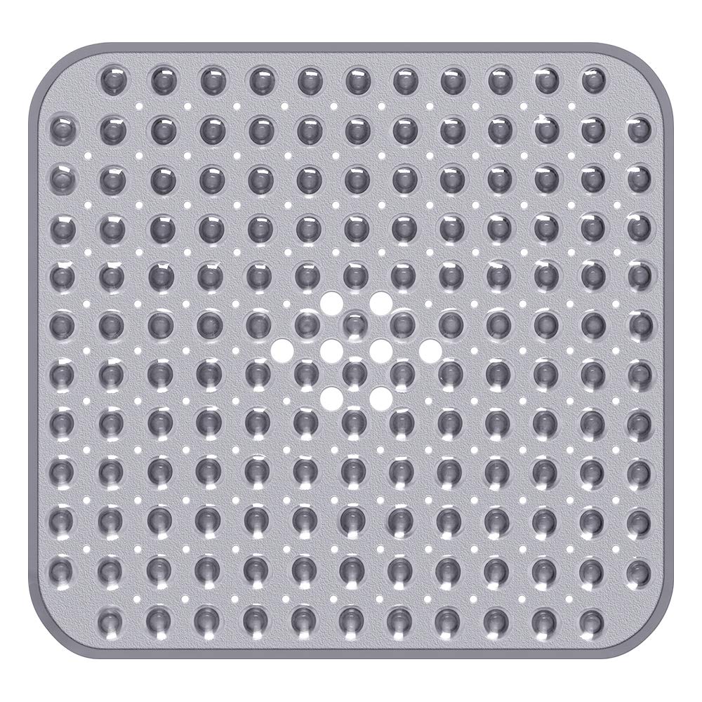 Yolife Square Shower Mat for Bathtub, 21 x 21 Inches Bath Tub Mats with Big Suction Cups, Non-Slip with Drain Holes, BPA Free, Latex Free, Machine Washable (Grey)