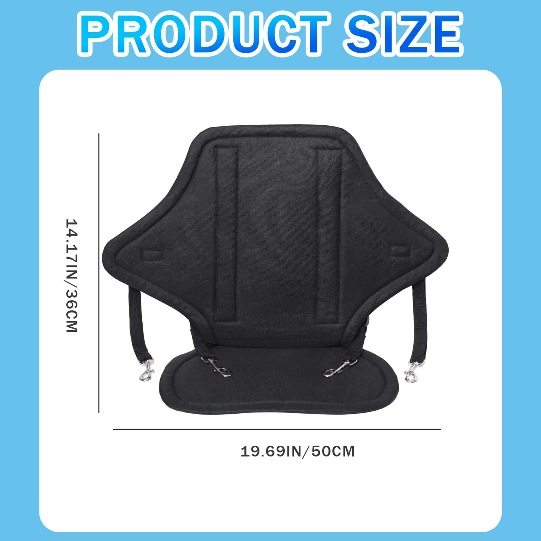 Siège de kayak 1pc avec siège à paddle réglable en nylon avec un siège de canoë réutilisable détachable avec sac de rangement accessoires en kayak noir