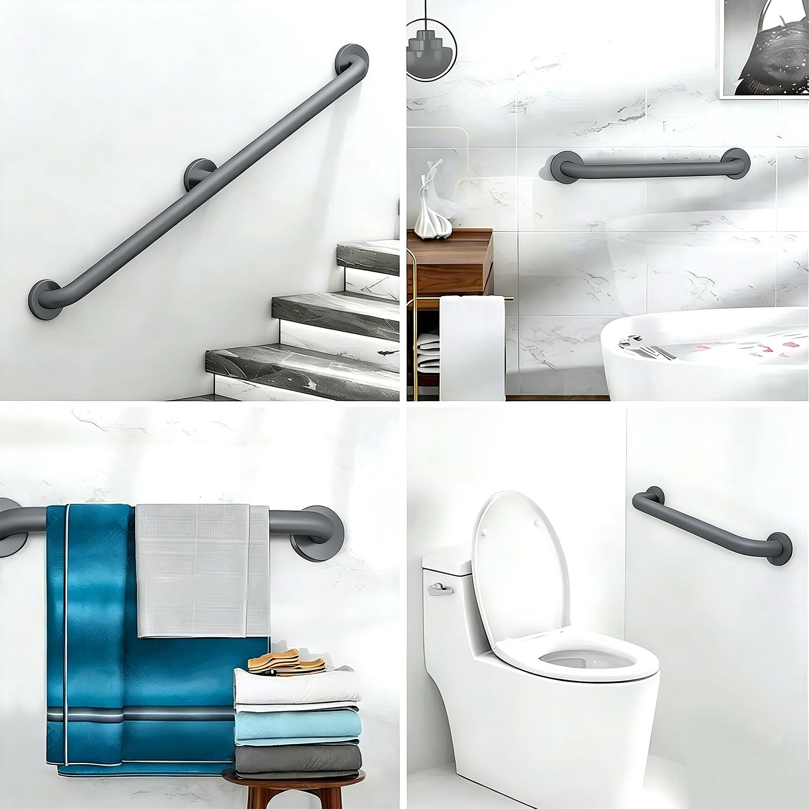Barra De Agarre De Seguridad Para Baño, Asidero De Ducha De Acero Inoxidable 304, Pasamanos De Seguridad, Pasamanos Para Bañera, Ducha, Inodoro(125cm)