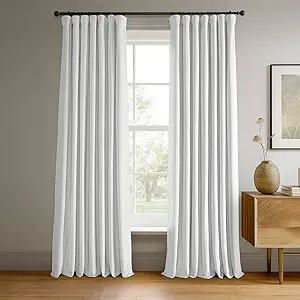 HPD Half Price Drapes Signature Velvet Thermal Blackout Curtains for Living Room 108 Inch Long (1 Panel) Rod Pocket Insulated Blackout Curtains for Bedroom Window Curtains, 50W x 108L, Primary White