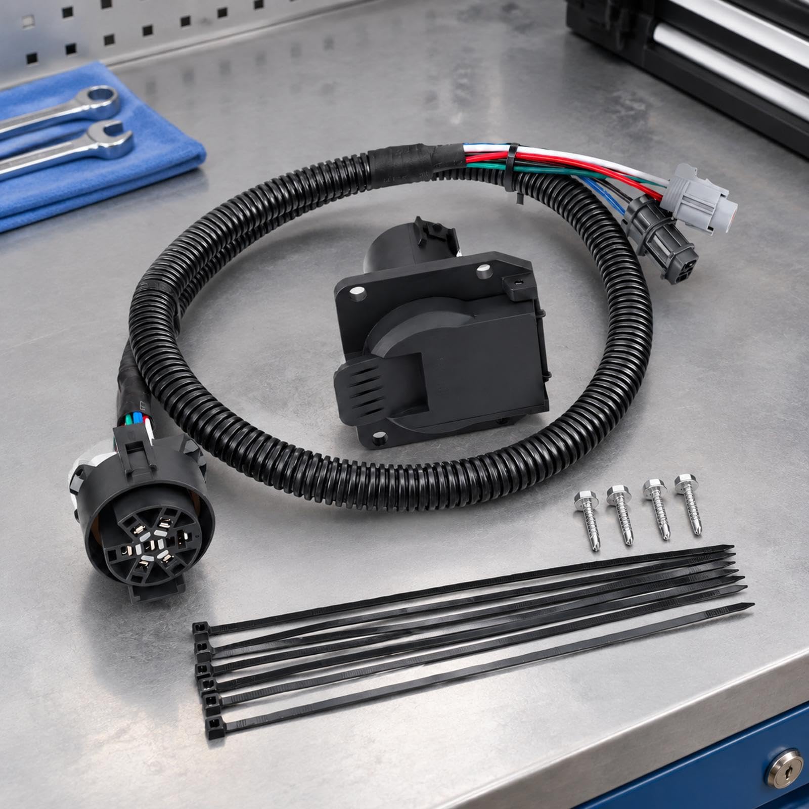 Arnés de Circuito de Luces de Remolque con Conector de 7 Pines, A