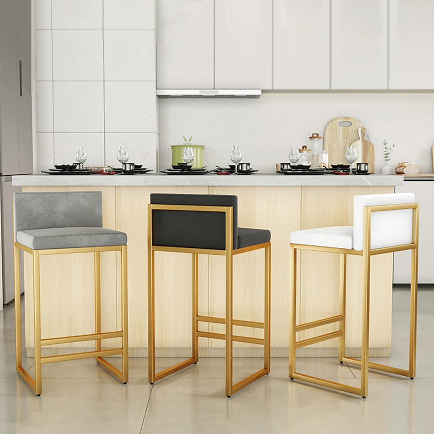 ホワイト バースツール 高さ調整可能 オンライン カウンターチェア 高