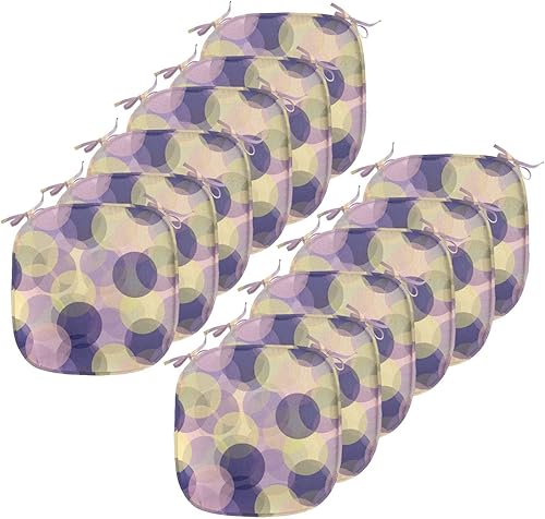 Vista 297 de Lunarable Orient - Cojín de asiento para silla, curlicues florales orientales con elementos artísticos venecianos, hojas de follaje, damasco a