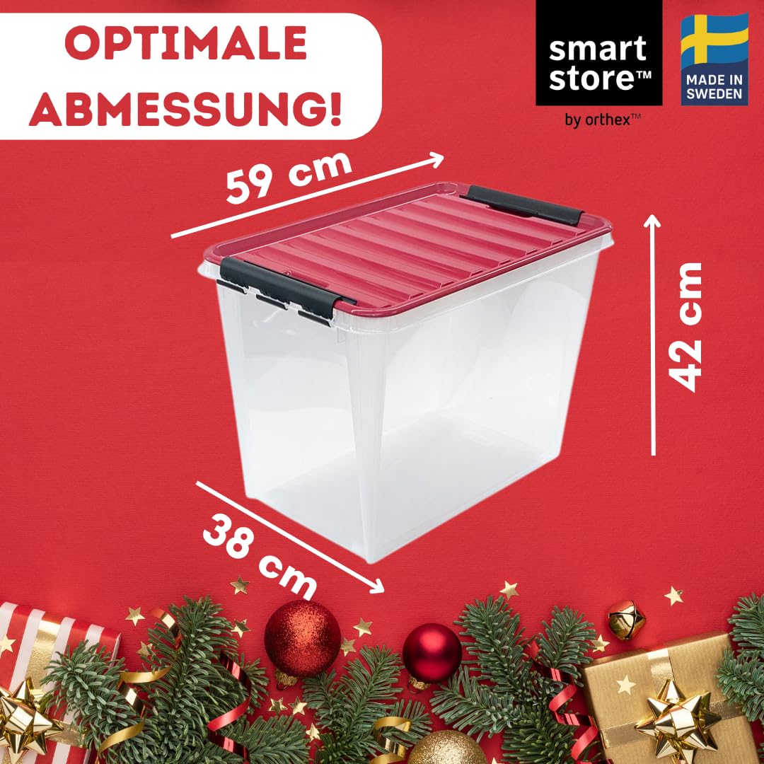 Weihnachtskugeln Aufbewahrungsbox 2er-Set | Christbaumkugeln Organizer für Weihnachtsschmuck | Weihnachtsdeko Kiste | Kompakte, platzsparende Weihnachtsboxen aus BPA-freiem Kunststoff (61 Liter)