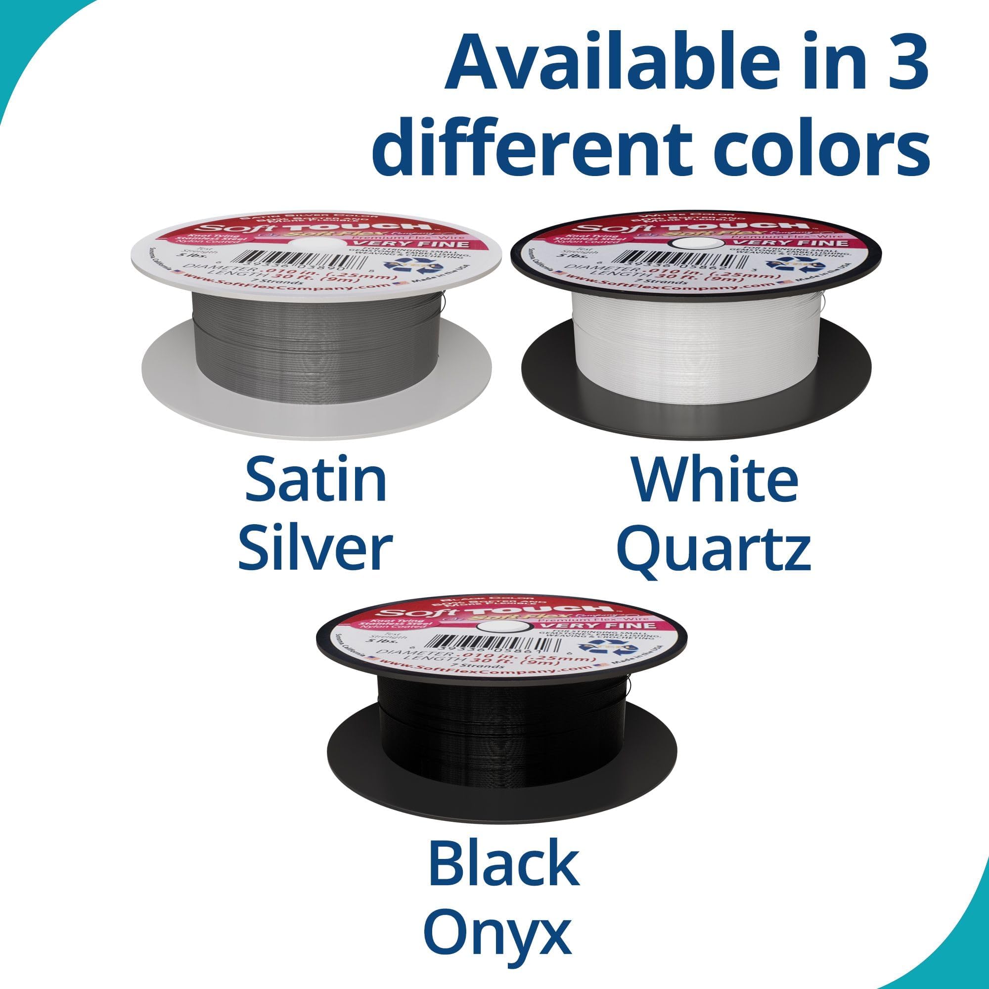 Soft Flex Kink Resistant Beading Wire - Very Fine 0.10 Diameter - Jewelry Making Bead Wire - 30 Ft