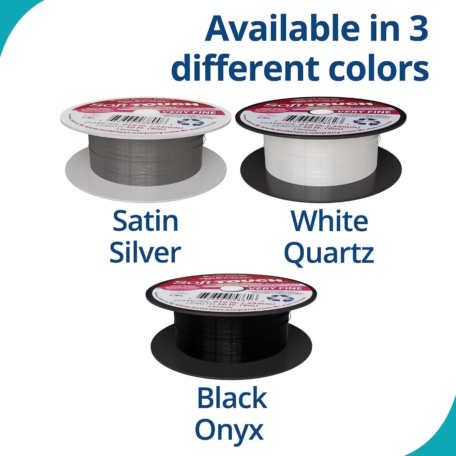 Soft Flex Kink Resistant Beading Wire - Very Fine 0.10 Diameter - Jewelry Making Bead Wire - 30 Ft