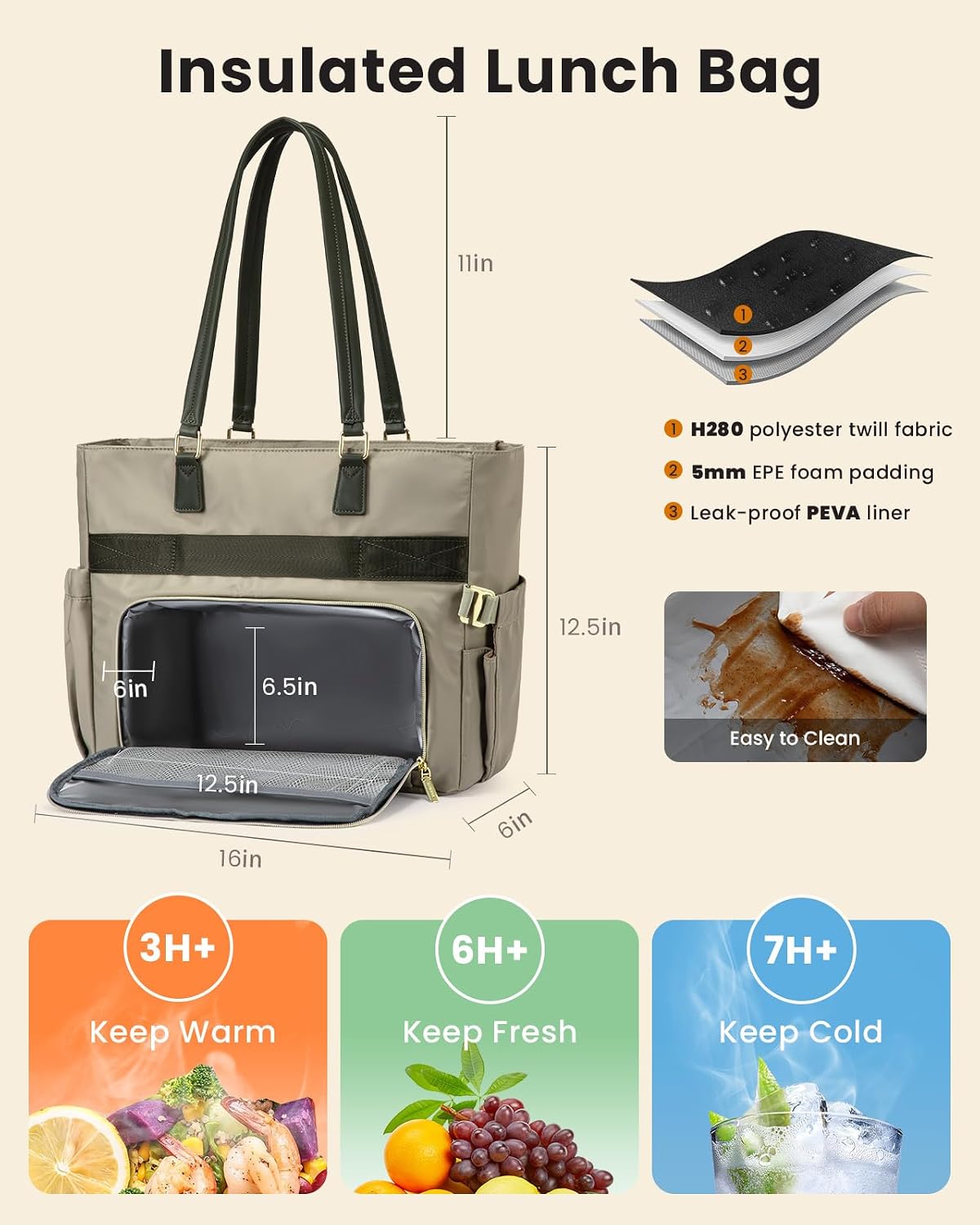 LOVEVOOK Lunch Tote Bag for Women, Work bag with Insulated Lunch Compartment, 15.6 Inch Laptop bag with Cup Holder Large Lunch Bag Purse for Teacher, Nurse, Office, Travel, College, Daily image 5