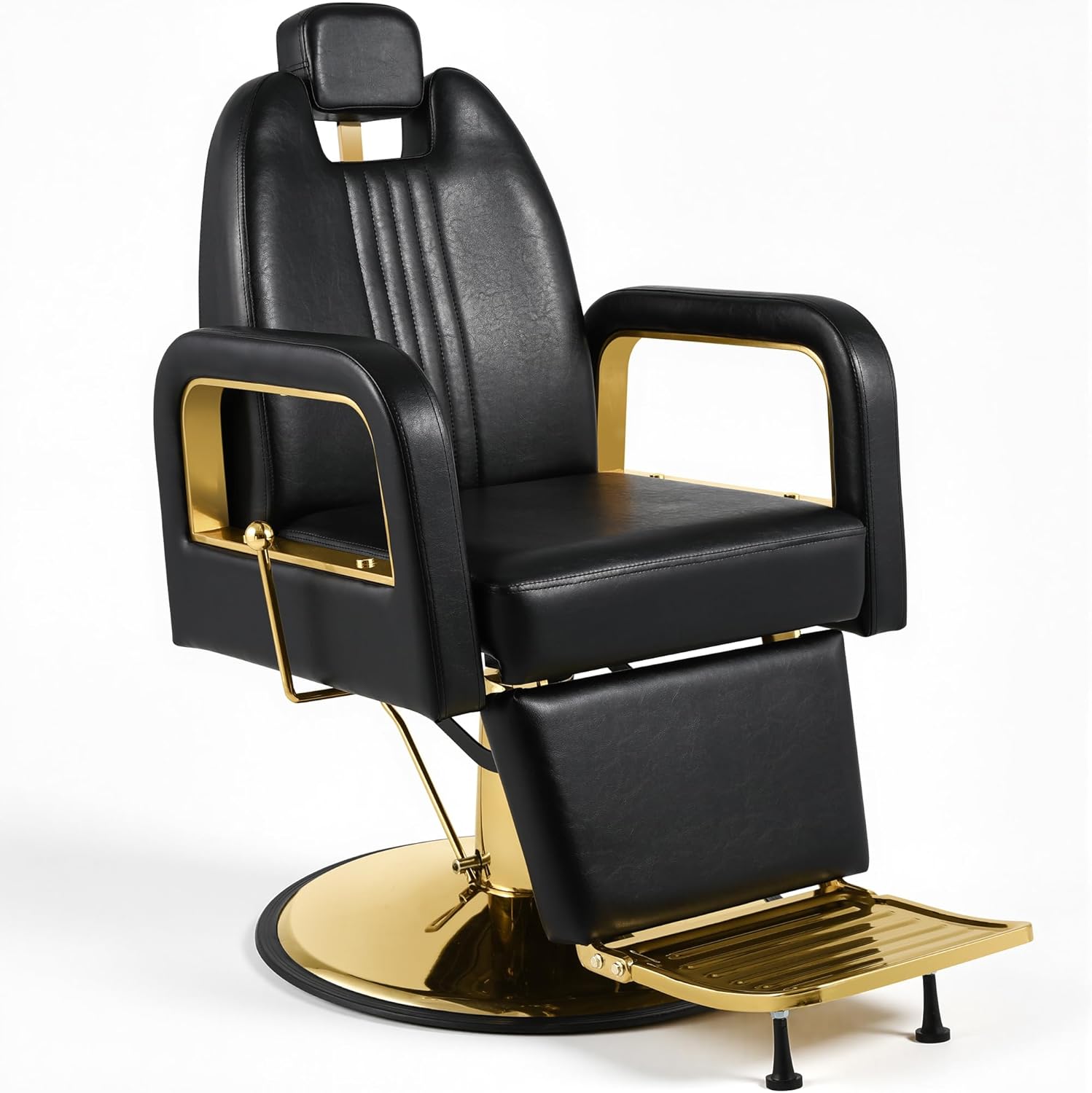 KIGOTY Heavy Duty Hydraulic Reclining Barber Chair - 360° Swivel 440 lbs, Professional Vintage Salon Spa Chair for Hair Stylist with Adjustable Headrest for Barbershop Tattoo Studio (Black)