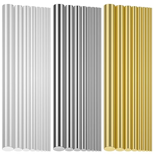 Juego de varillas redondas de metal de 27 piezas, 9 tamaños, los metales incluyen latón, acero inoxidable, aluminio, diámetro de 0.039 a 0.394