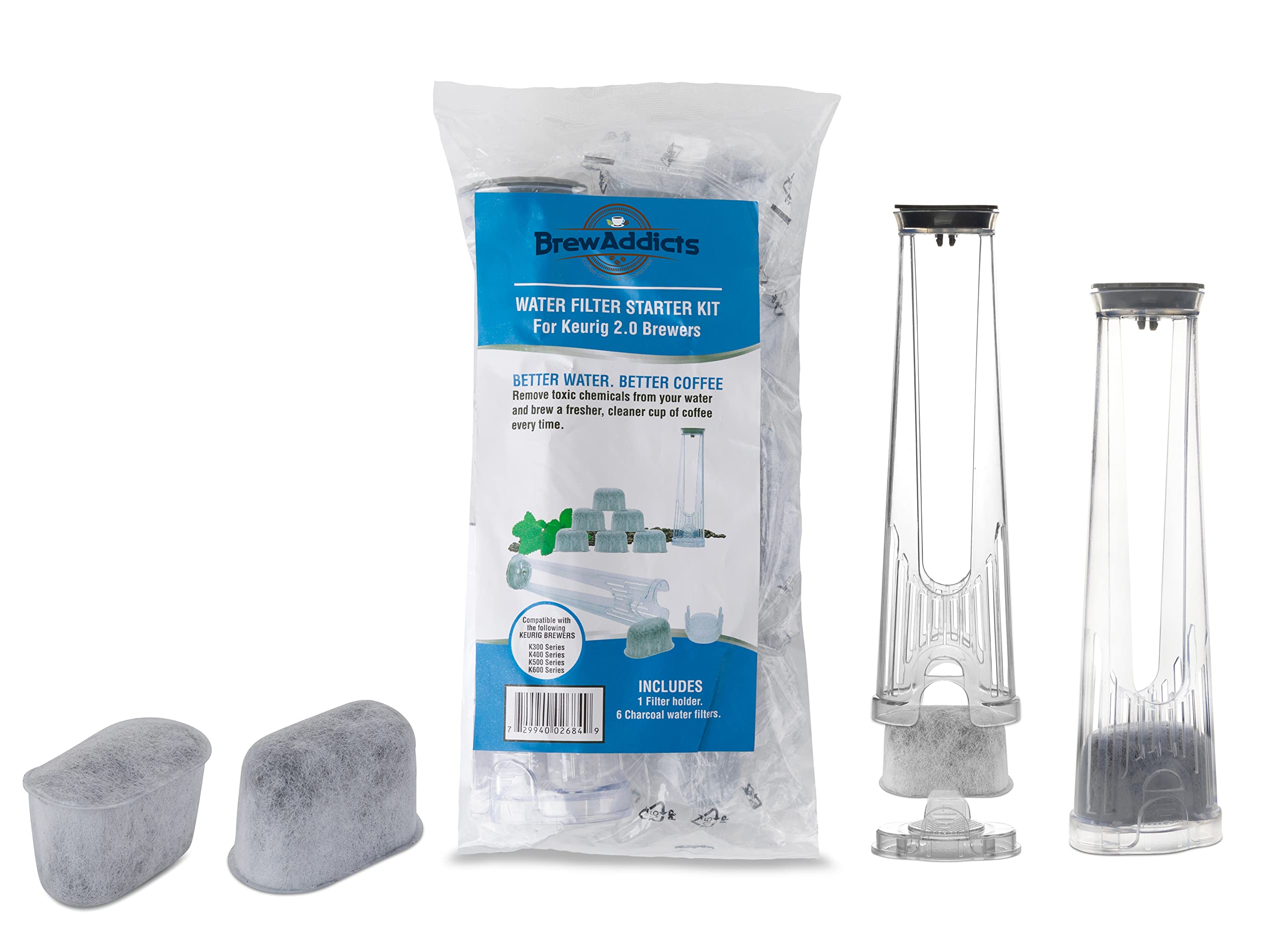 PARTY BARGAINS Water Filter Kit Replacement for Keurig 2.0 Coffee Makers – 6 Charcoal Filter Pods with Holder, Compatible with Classic Single-Serve Brewers