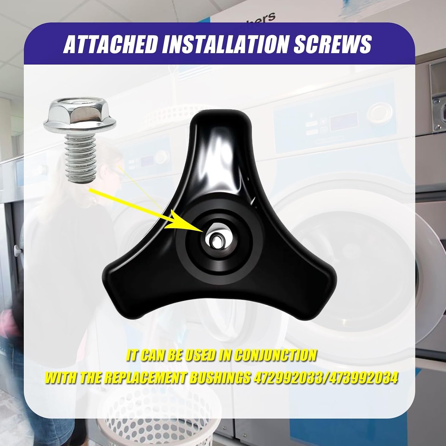 472992002 Door Knob Gray Handle Fit for Electrolux-ELS Washer Generation 4000, 6&7, Replaces 472992033, 472995701