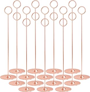 Urban Deco 12 Inch Rosegold Steel Place Card Holder,16 Pack Table Number Holder,Table Card Stand,Table Number Stand for Photos, Food Signs & Memo Notes, Weddings, Restaurants, Birthdays