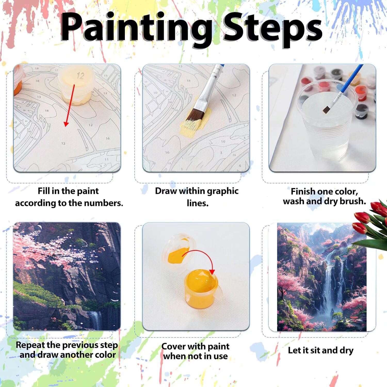 Pintar por Numeros Adultos pintar por numeros niños manualidades niños 10 años, DIY Pintar por Números de Pincel y Pintura acrílica Decoraciones para el Hogar Manualidades, sin Marco 60x80cm C-130