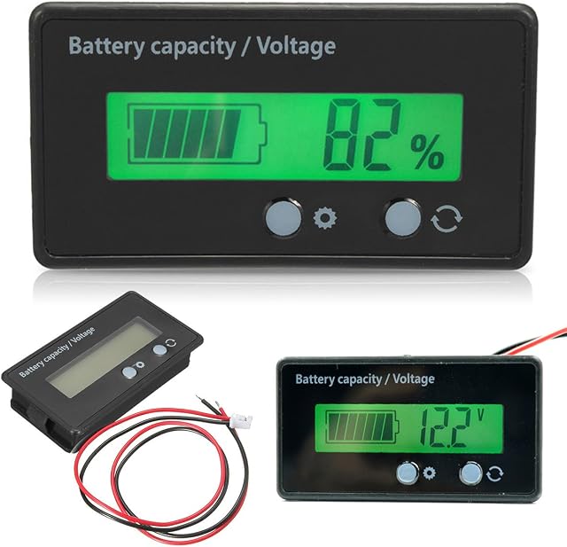 Tihebeyan LCD Display Digital Multimeter, 6-70V Multi-fuction Meter Battery Capacity Voltmeter Meter Monitor, Battery Indicator Monitor Module Electric Quantity Detector Reader for Vehicle Car
